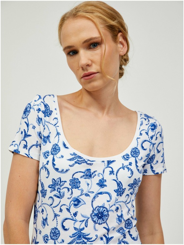 Orsay Modré a biele vzorované tričko ORSAY