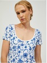 Orsay Modré a biele vzorované tričko ORSAY