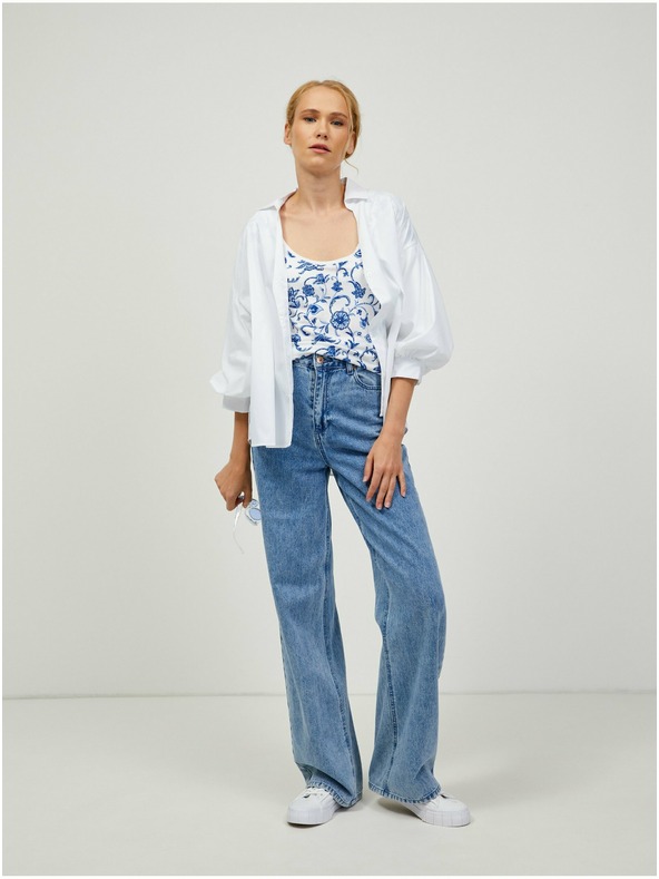 Orsay Modré a biele vzorované tričko ORSAY