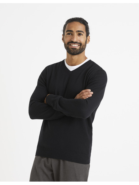 Celio Čierny sveter Celio Veviflex