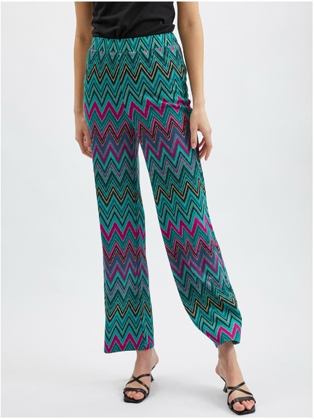 Orsay Ružovo-zelené dámske vzorované nohavice ORSAY