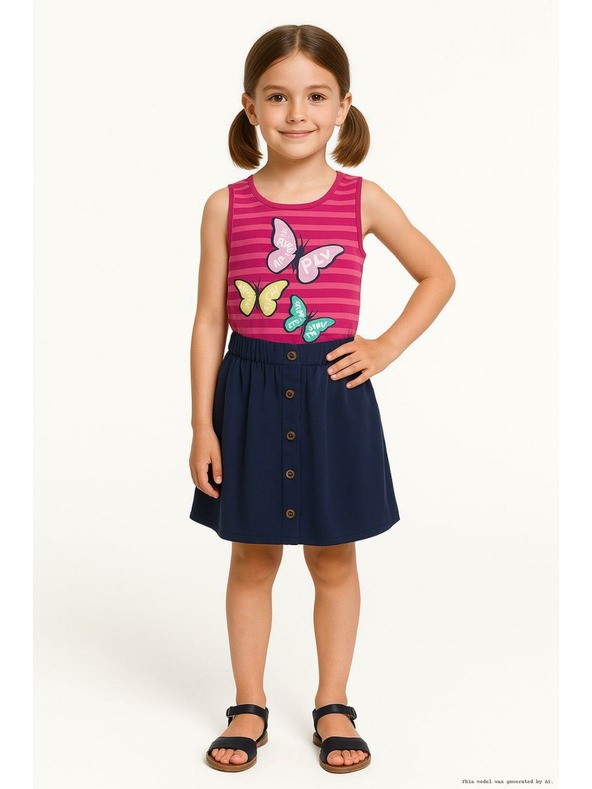 ALPINE PRO Tmavoružové dievčenské vzorované tielko ALPINE PRO Holso