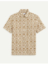 Celio Hnedá a krémová pánska vzorovaná košeľa Celio Daprint
