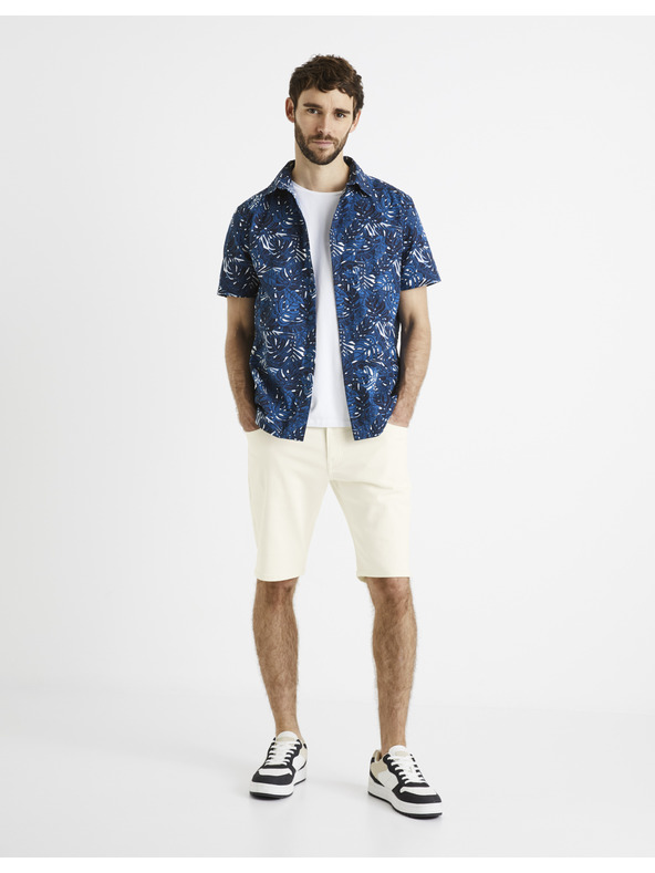 Celio Tmavomodrá pánska vzorovaná košeľa Celio Daprinti