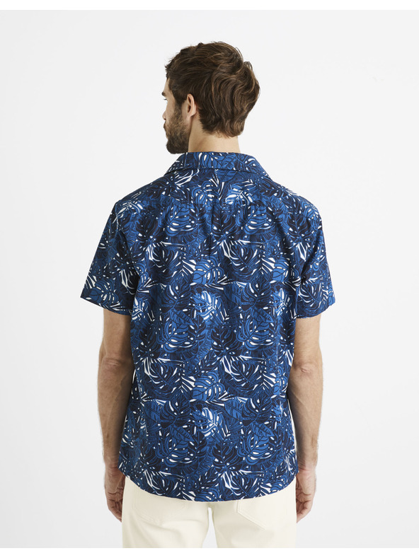 Celio Tmavomodrá pánska vzorovaná košeľa Celio Daprinti