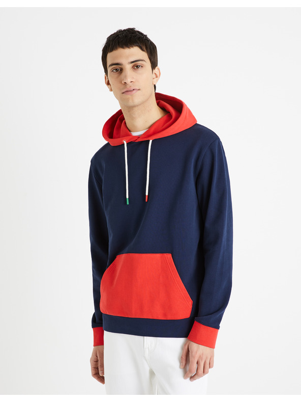 Celio Červeno-modrá pánska mikina Celio Demultico