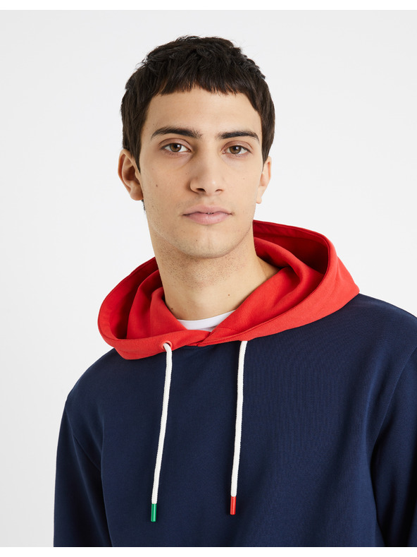 Celio Červeno-modrá pánska mikina Celio Demultico