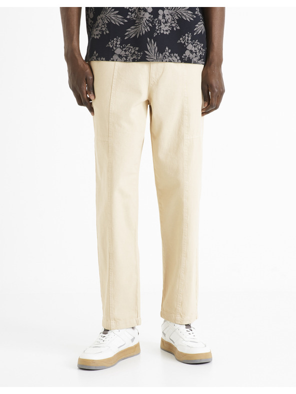 Celio Krémové pánske skrátené nohavice Celio Dorust