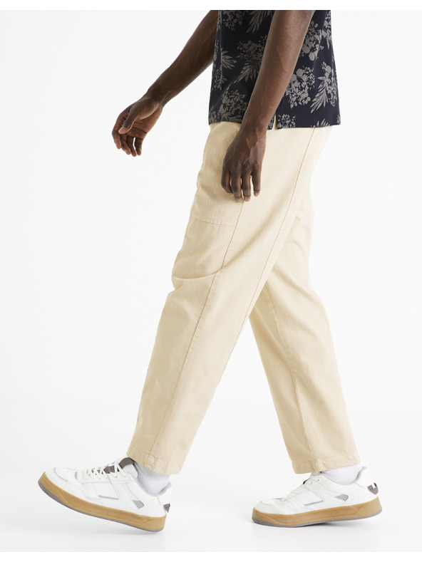 Celio Krémové pánske skrátené nohavice Celio Dorust