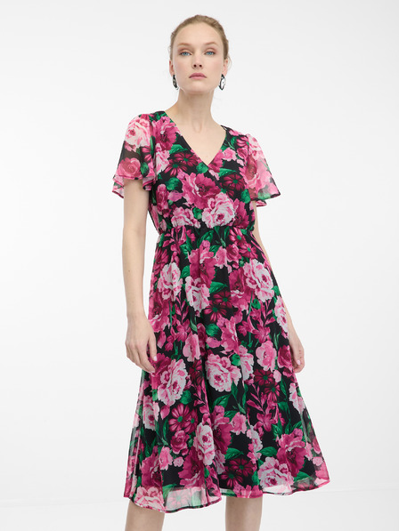 Orsay Čierno-ružové dámske kvetinové šaty ORSAY