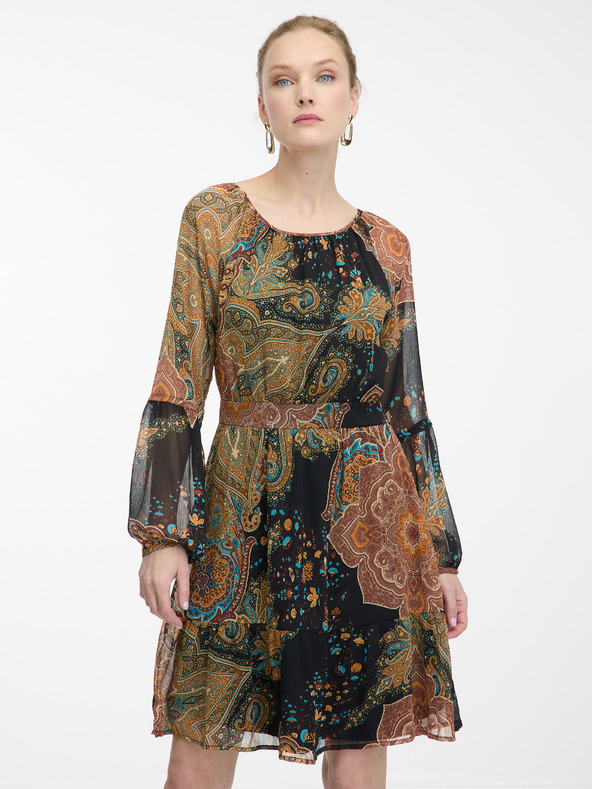 Orsay Čierno-hnedé dámske vzorované šaty ORSAY