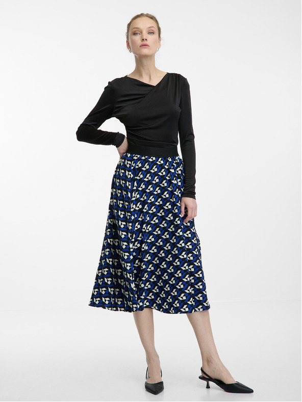 Orsay Modrá dámska plisovaná vzorovaná sukňa ORSAY