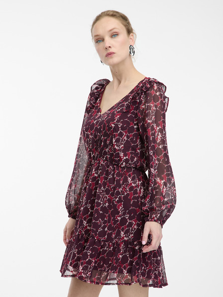 Orsay Bordové dámske vzorované šaty ORSAY