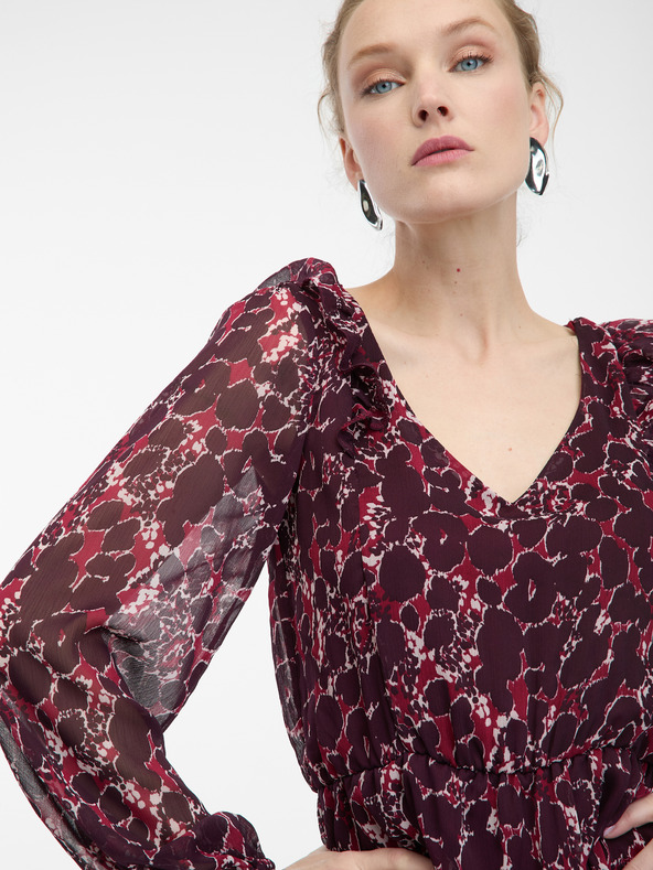 Orsay Bordové dámske vzorované šaty ORSAY