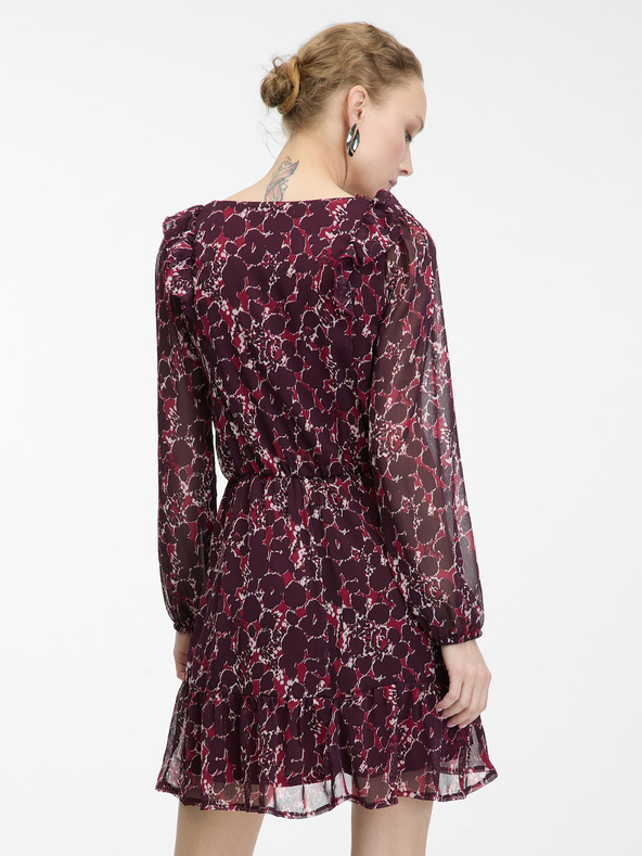 Orsay Bordové dámske vzorované šaty ORSAY