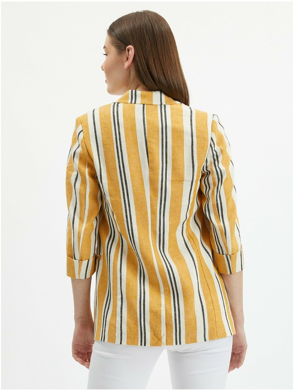 Orsay Oranžová dámska pruhovaná ľanová bunda ORSAY