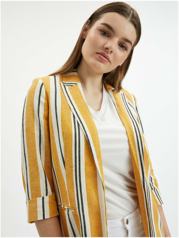 Orsay Oranžová dámska pruhovaná ľanová bunda ORSAY