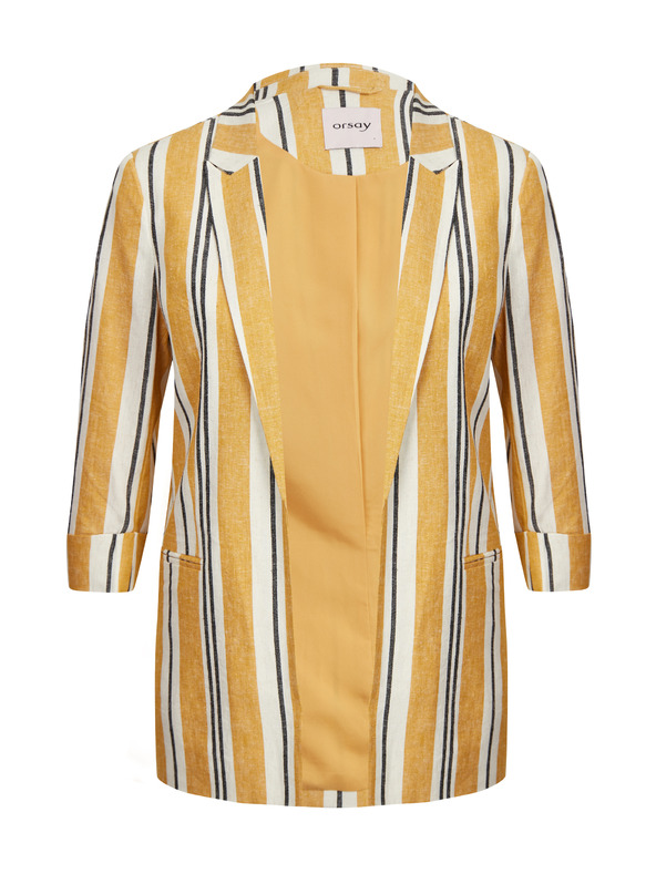 Orsay Oranžová dámska pruhovaná ľanová bunda ORSAY