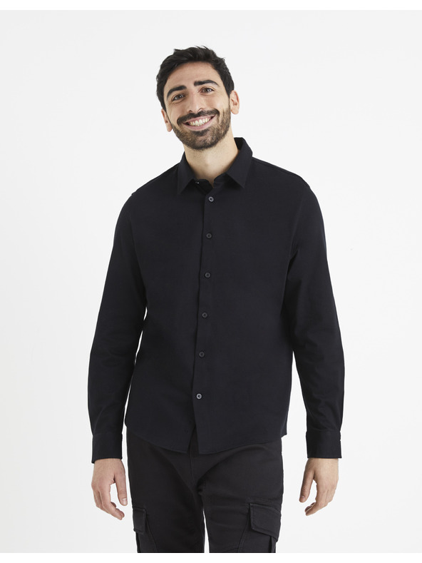 Celio Čierne pánske tričko Celio Vajersey