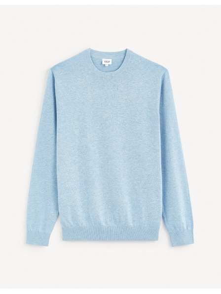 Celio Svetlomodrý pánsky základný sveter Celio Decoton