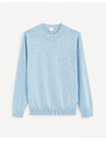 Celio Svetlomodrý pánsky základný sveter Celio Decoton