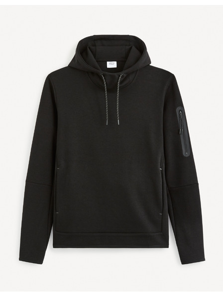 Celio Čierna pánska mikina s kapucňou Celio Geyokecap