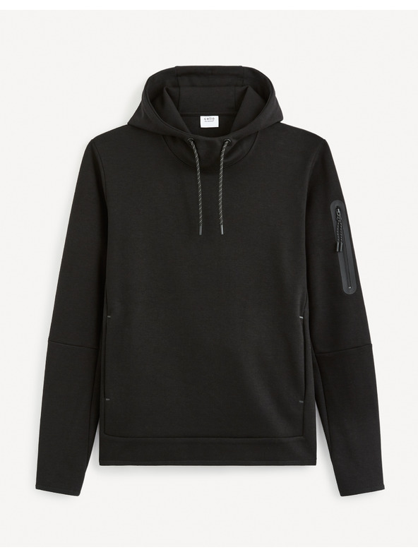Celio Čierna pánska mikina s kapucňou Celio Geyokecap