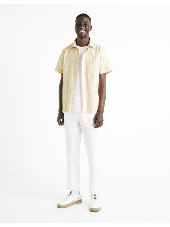 Celio Béžová pánska vzorovaná košeľa Celio Daprinti