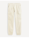 Celio Krémové pánske cargo nohavice Celio Docar