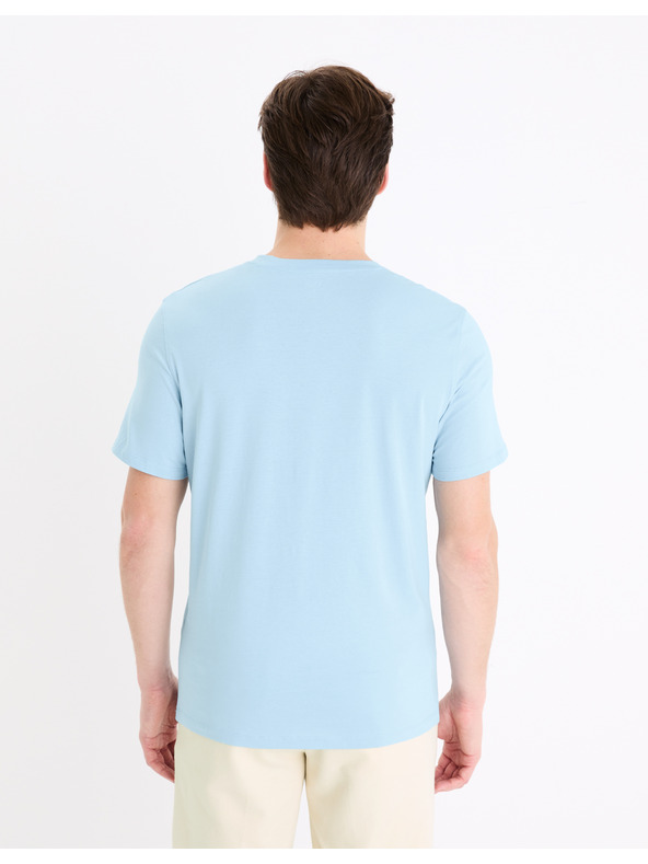 Celio Svetlomodré pánske základné tričko Celio Debasev