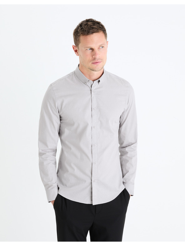 Celio Svetlošedá pánska košeľa Celio Gaop