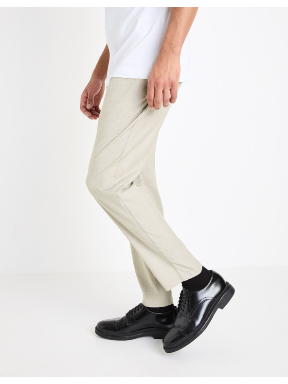 Celio Krémové pánske nohavice Celio Gocarre