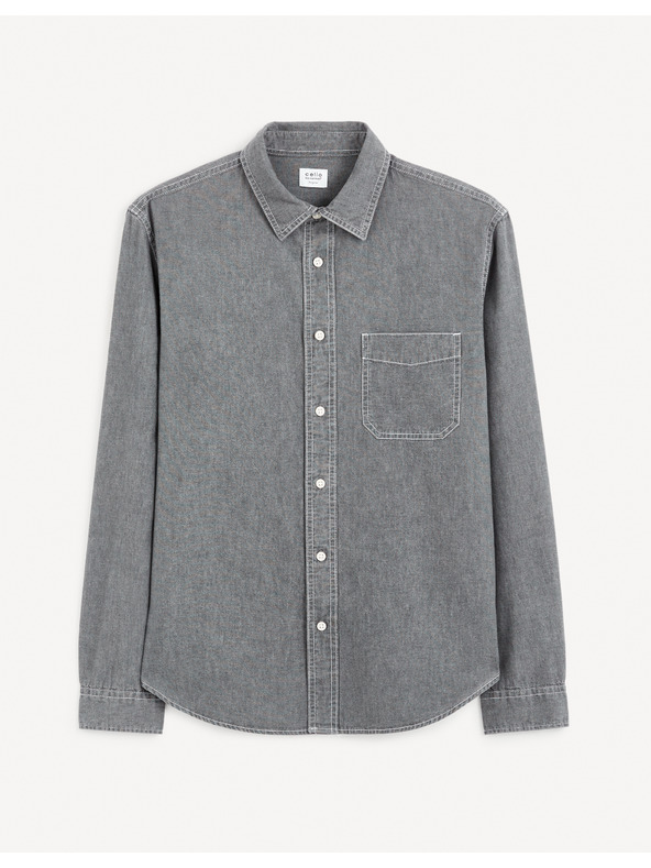 Celio Šedá pánska džínsová košeľa Celio Gagusti1