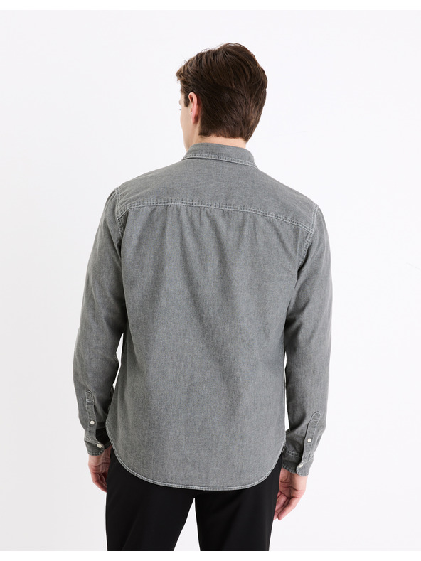 Celio Šedá pánska džínsová košeľa Celio Gagusti1