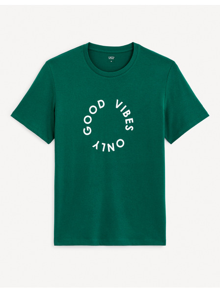 Celio Tmavozelené pánske tričko Celio Gecircu