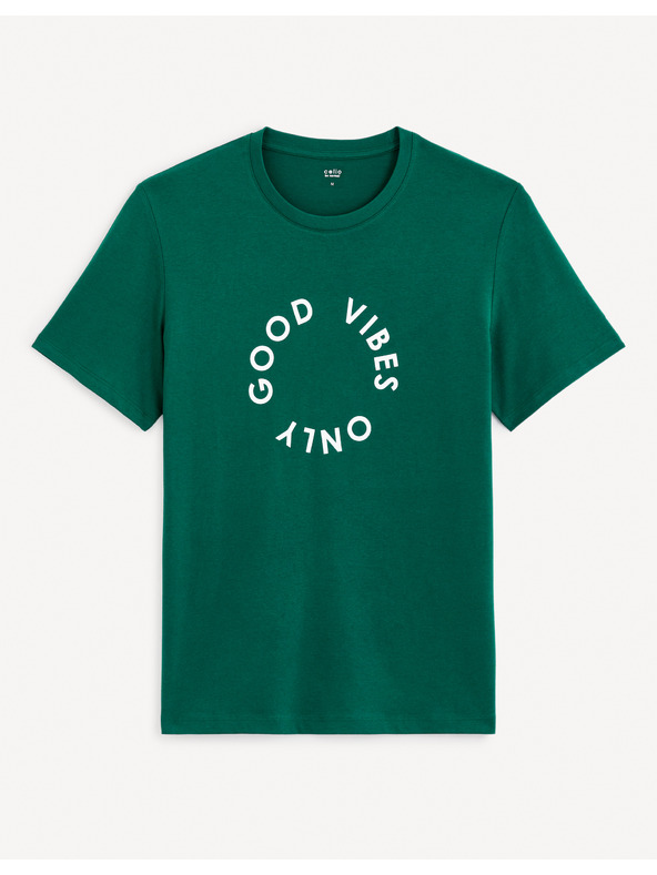 Celio Tmavozelené pánske tričko Celio Gecircu