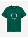 Celio Tmavozelené pánske tričko Celio Gecircu
