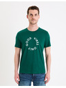 Celio Tmavozelené pánske tričko Celio Gecircu