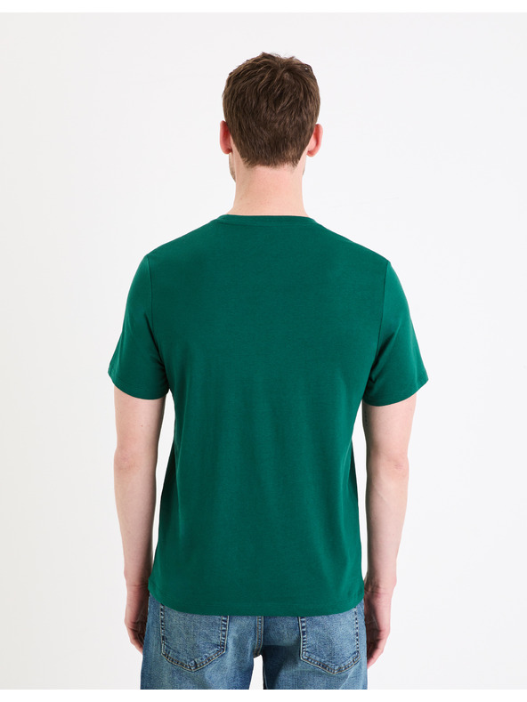 Celio Tmavozelené pánske tričko Celio Gecircu