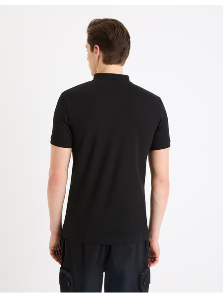 Celio Čierne pánske základné polo tričko Celio Gebenoit