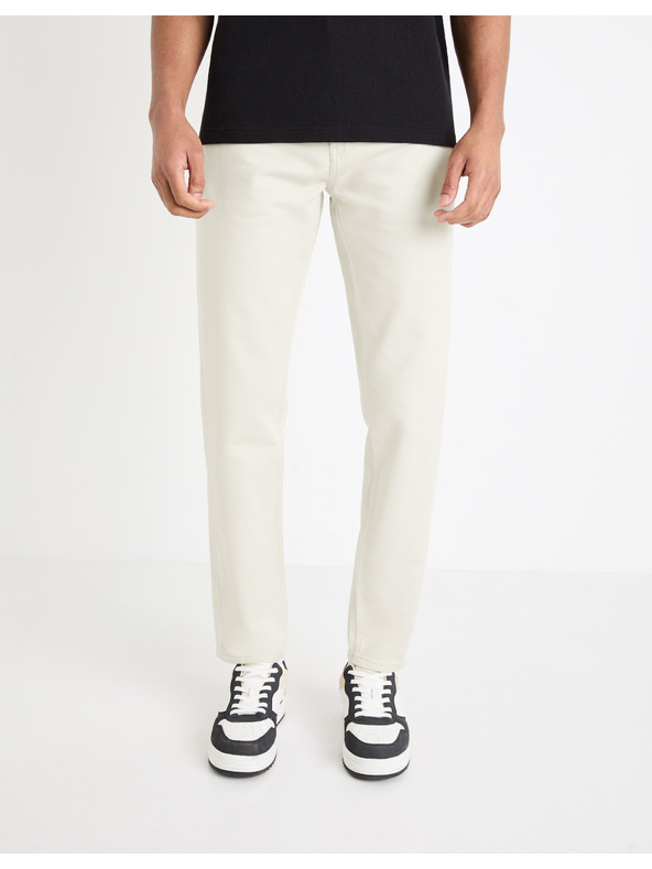 Celio Krémové pánske nohavice Celio Gofive