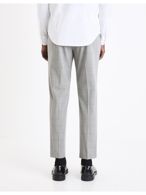 Celio Svetlošedé pánske kárované chino nohavice Celio Gocarreau