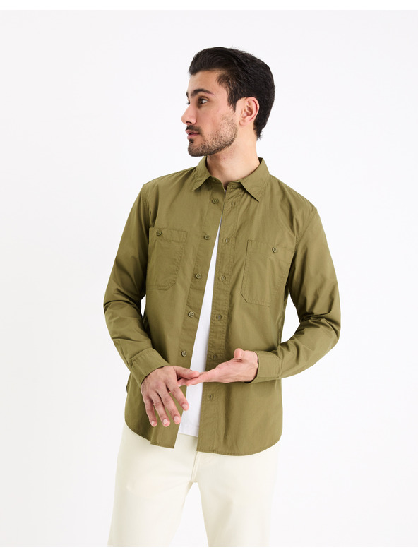 Celio Khaki pánske tričko Celio Gagusti2