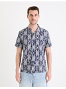 Celio Bielo-modrá vzorovaná pánska košeľa s krátkym rukávom Celio Gakat