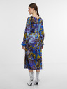 Orsay Modré dámske vzorované saténové midi šaty ORSAY