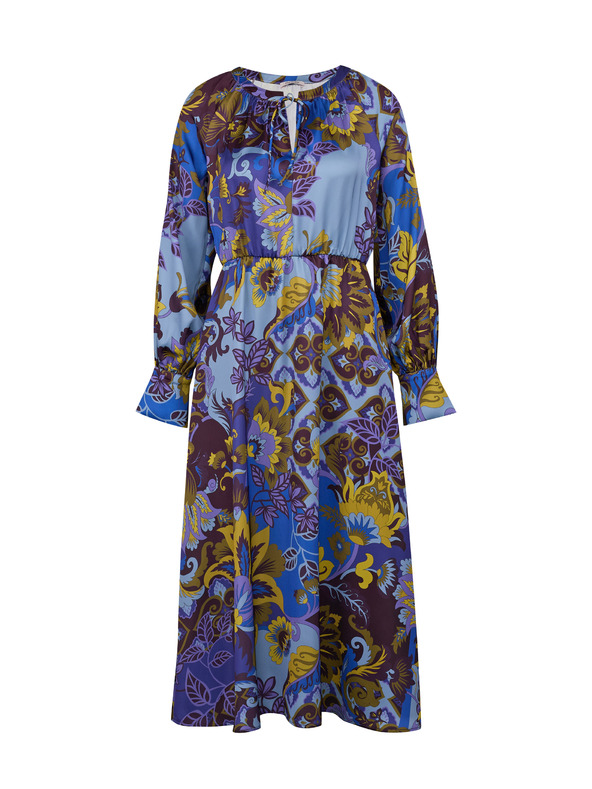 Orsay Modré dámske vzorované saténové midi šaty ORSAY