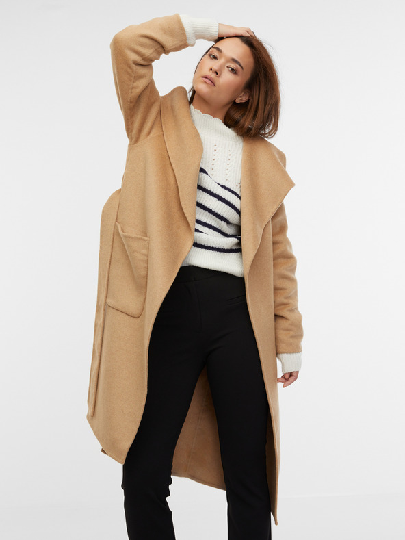Orsay Béžový dámsky kabát s prímesou vlny ORSAY
