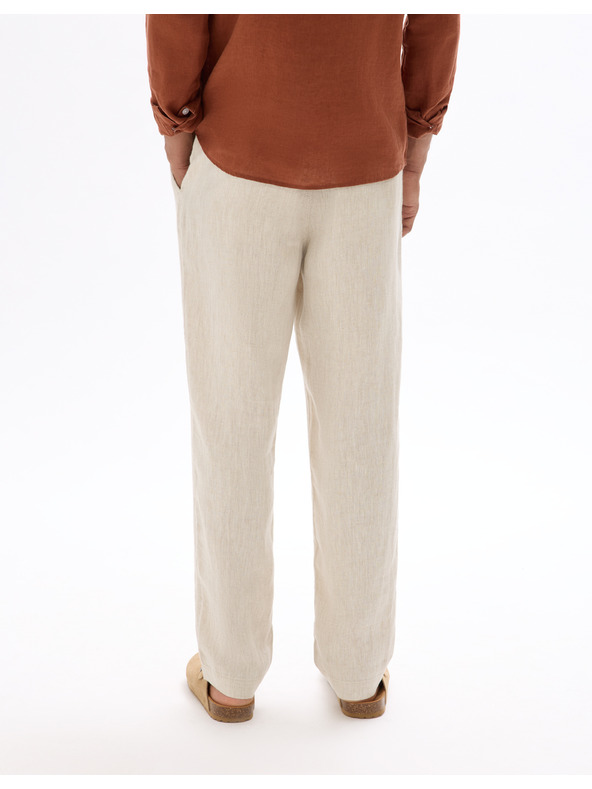 Celio Béžové pánske plátené nohavice Celio Dolinus