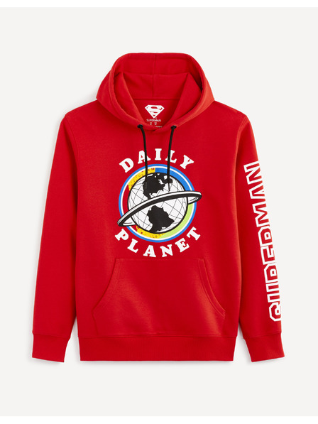 Celio Červená pánska mikina s potlačou Celio Lvemansw