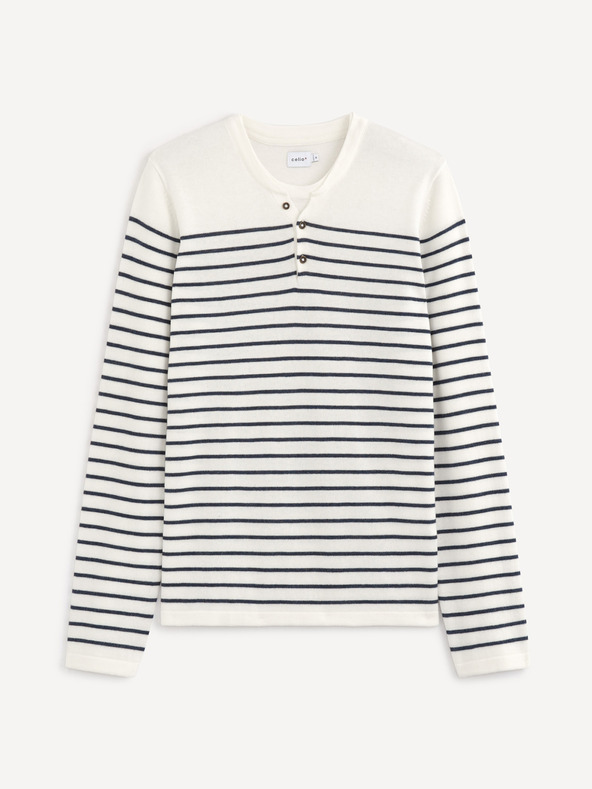 Celio Modro-biely pánsky pruhovaný sveter Celio